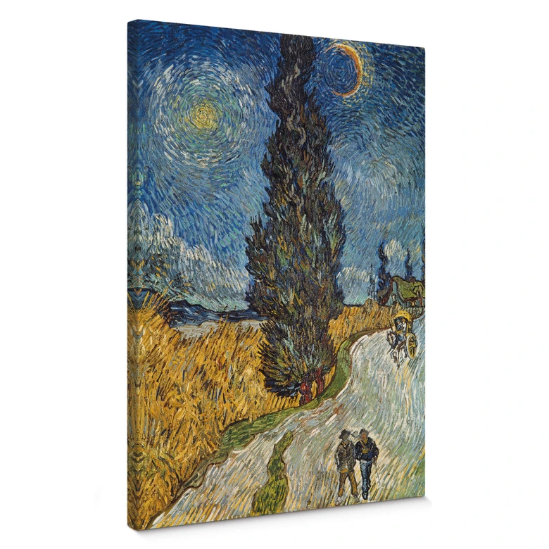 Leinwandbild van Gogh - Landstraße mit Zypresse und Stern 