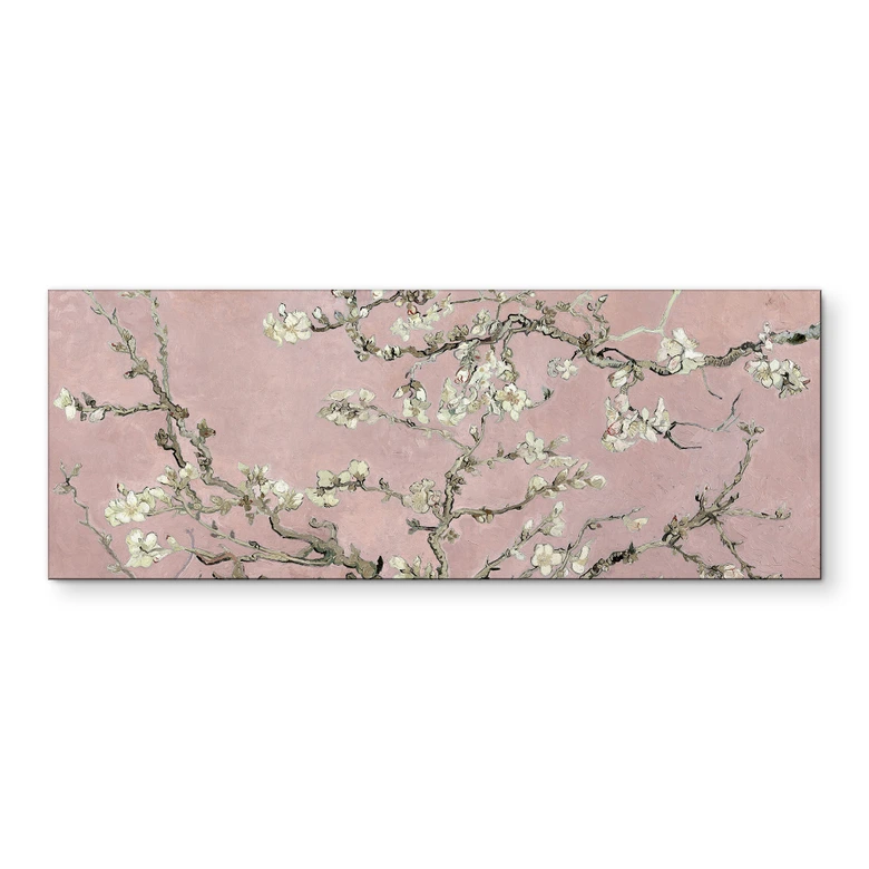 Wandbild van Gogh - Mandelblüte - rosé - Panorama - Alu-Dibond 