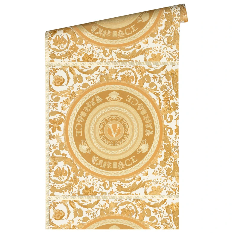 Papel pintado de lujo de Versace Home papel pintado no tejido con flores de diseño floral dorado 