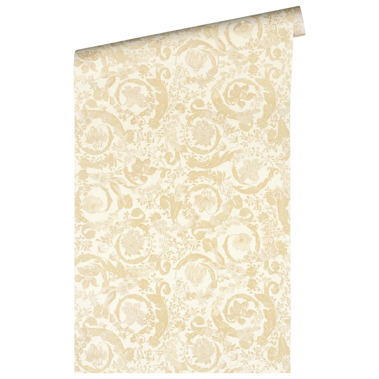 Versace Home Vliestapete Blumen florale Luxus Designer Tapete Beige Creme  