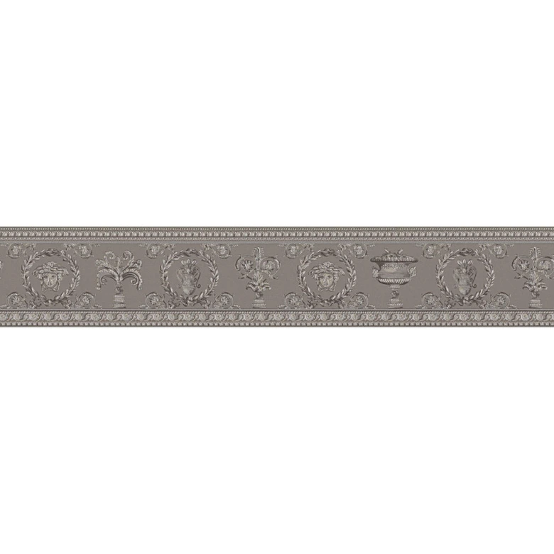 Versace wallpaper border Vanitas beige, grey, metallic 