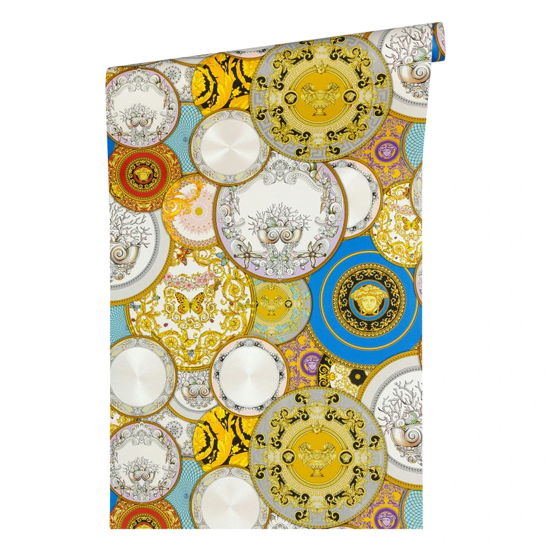 Versace wallpaper Vliestapete Les Etoiles de la Mer 2 gold, blau, violett 