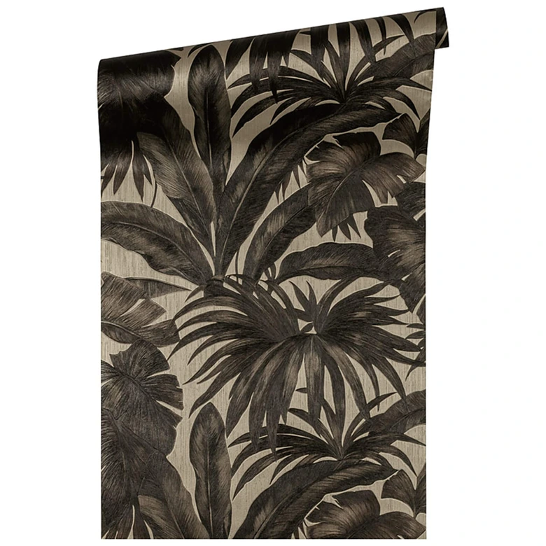 Versace Tapete Palmen-Blätter Dschungel Luxus Designer Vliestapete Braun Schwarz von A.S. Création 