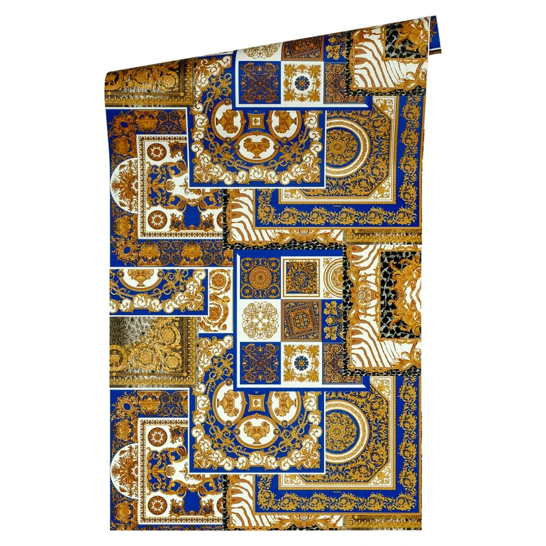 Versace Papier peint de designer -  or, Bleu 