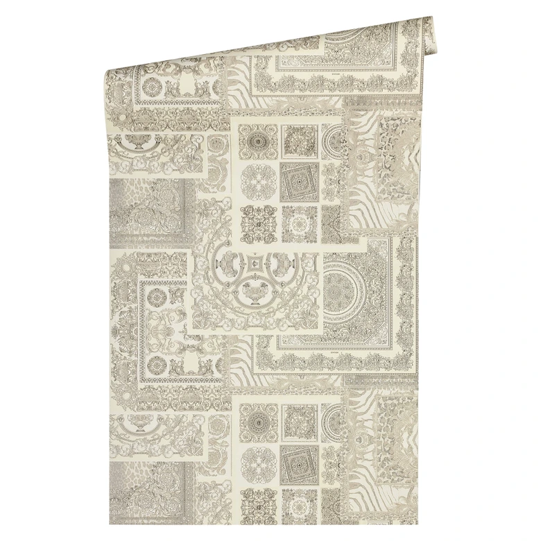 Versace Papier peint de designer - argent, Gris 
