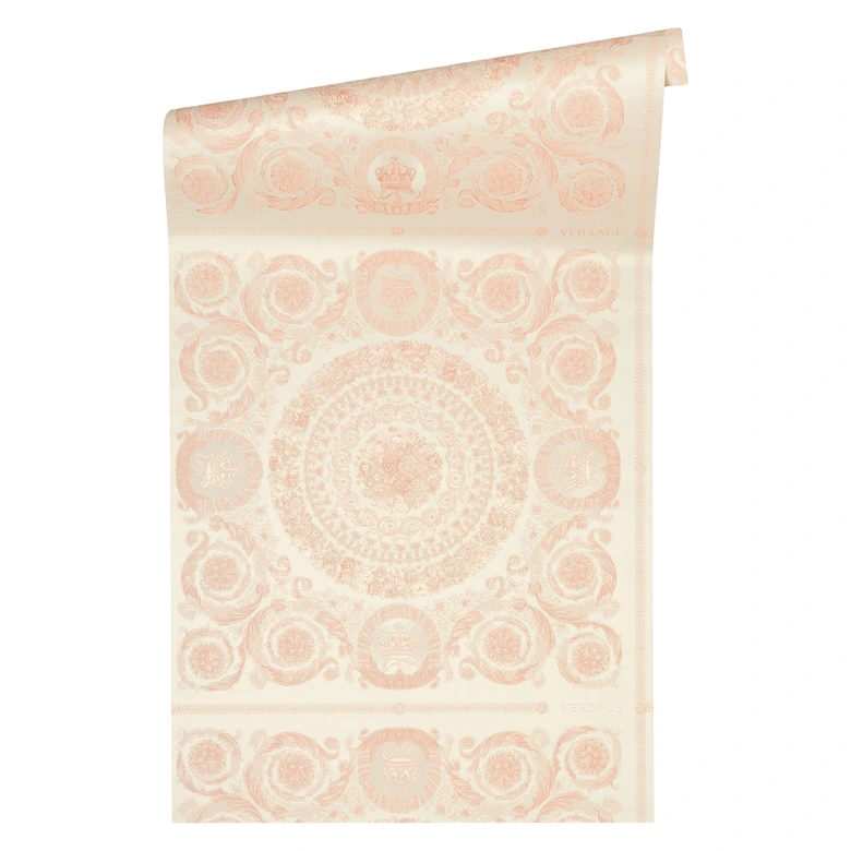 Versace wallpaper Vliestapete Heritage Barocktapete mit Ornamenten rosa, silber 