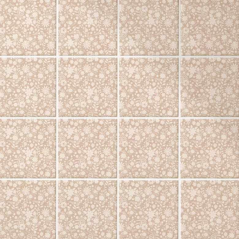 Tile stickers vintage flowers in linen look - Bloomery Decor - set of 12 