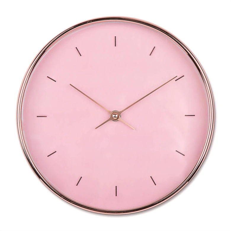 Minimalistische Wanduhr Rosa in Roségold-Optik Ø25 cm 