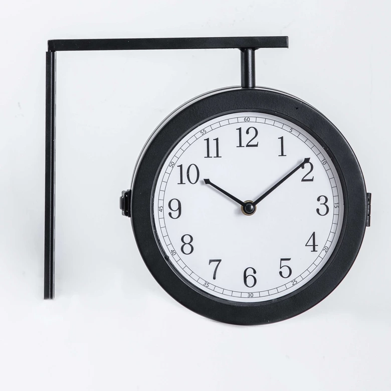 Bahnhofsuhr im Vintage Style aus Metall, schwarz | 28x25,3 cm 