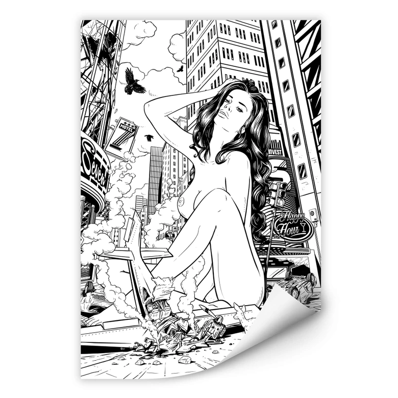 Wallprint Drawstore - Desaster Pin Up Plane Crush 