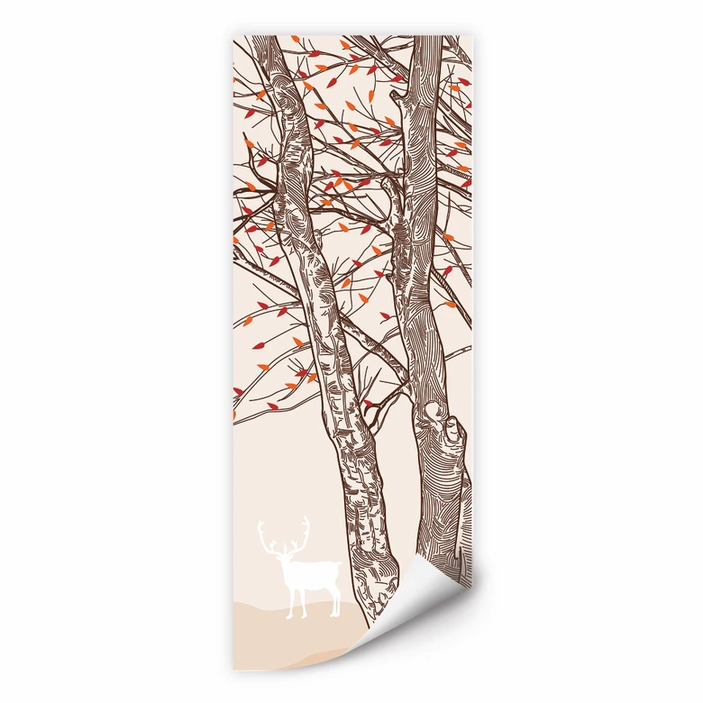 Zelfklevende Poster - Hert in het Bos 