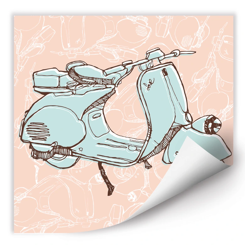 Wallprint - Illustrated Vespa - quadratisch 