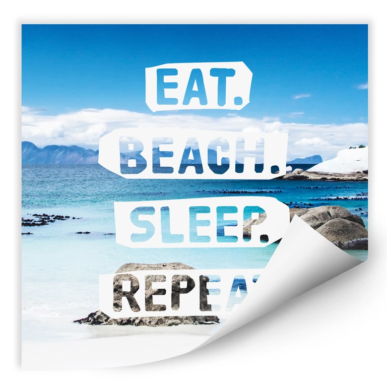 Wallprint - Eat. Beach. Sleep. Repeat. - quadratisch 