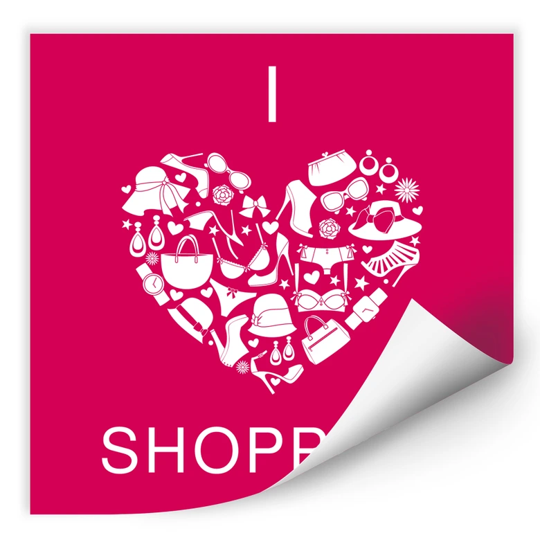 Wallprint - I love Shopping - quadratisch 