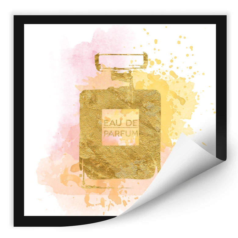 Wallprint - Eau de Parfum Aquarell - Gold 