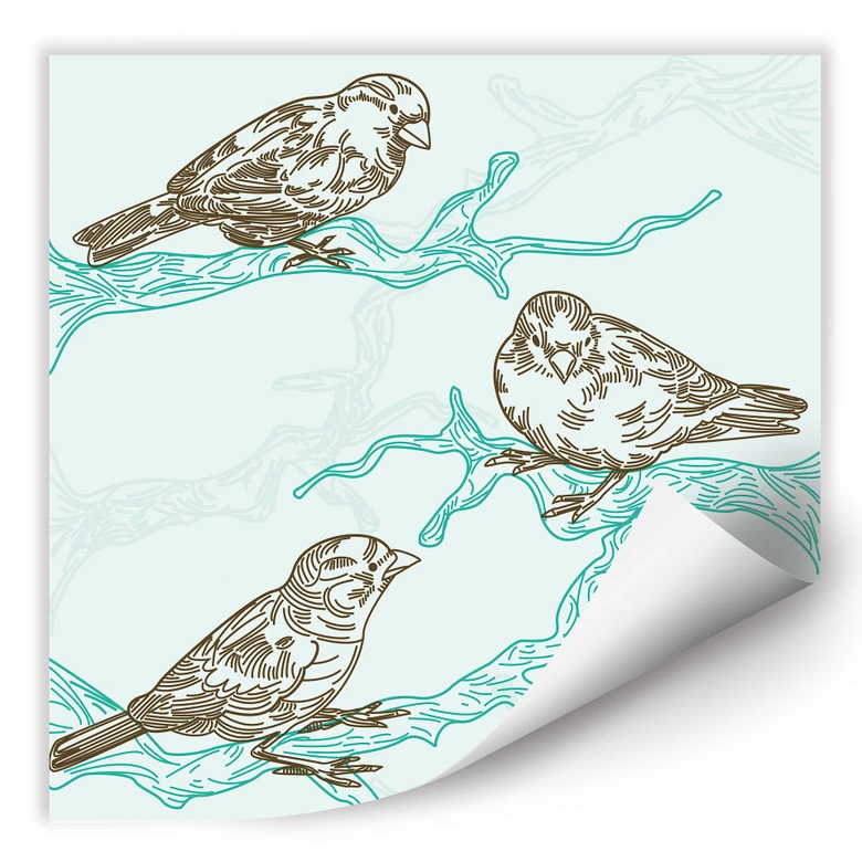 Wallprint - Spatzen Illustration 