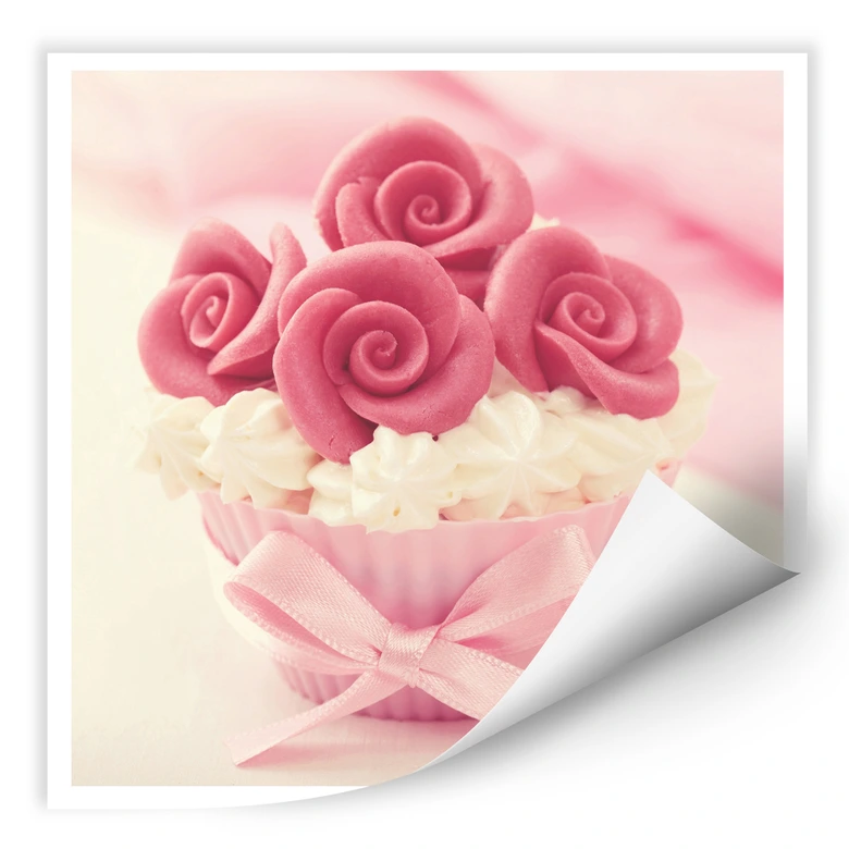 Wallprint - Roses on Cupcake - quadratisch 