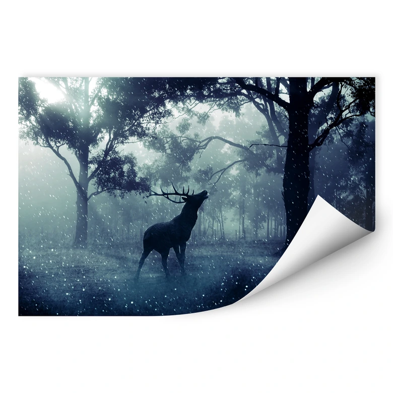 Wallprint Hirsch im Morgenwald 