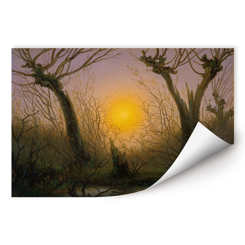 Wallprint Friedrich - Waldlandschaft bei tiefstehender Sonne 