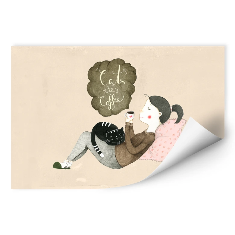 Wallprint Loske - Cats & Coffee 