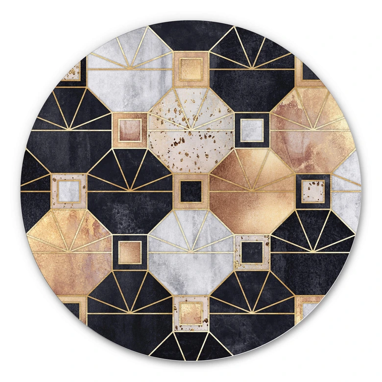 Wandcirkel Alu-Dibond Fredriksson - Gold & Black 