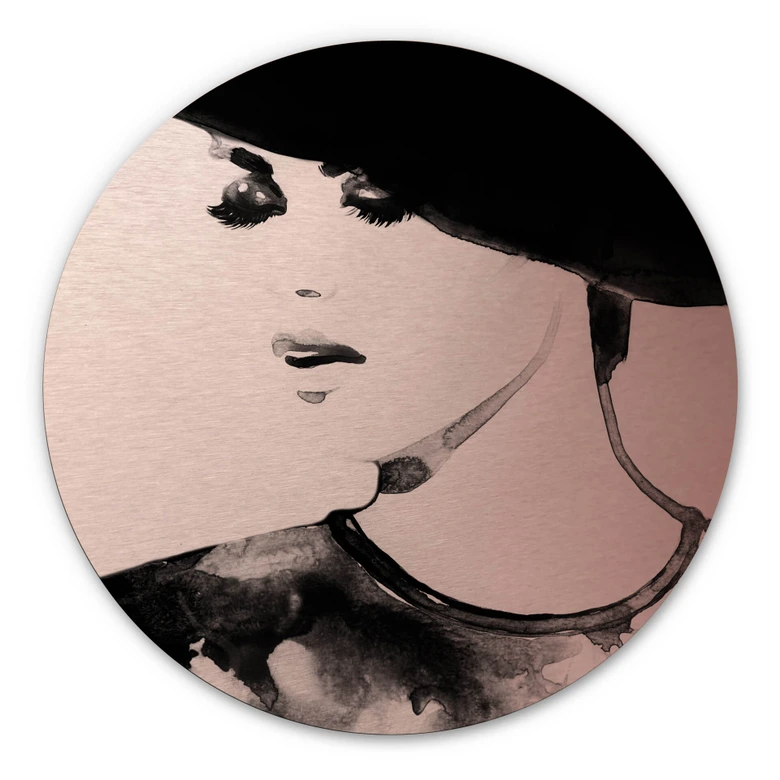Alu-Dibond Wall Circle Copper Effect Kubistika - Fashion Victim 