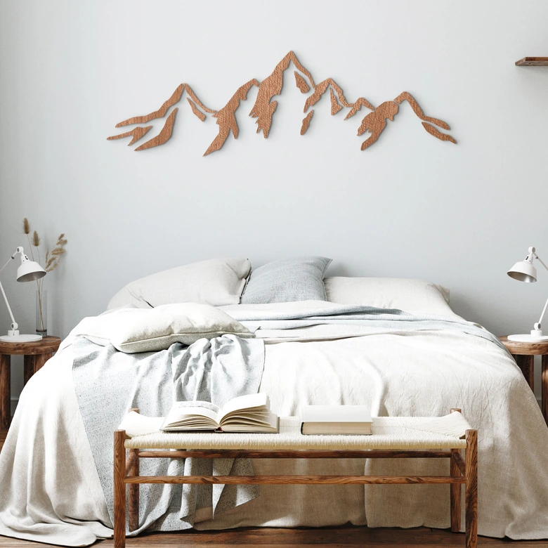 Décoration en bois placage acajou - Puzzle de montagne 