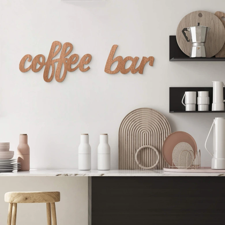 Holzdeko - 3D Schriftzug für die Küche - Coffee Bar - Mahagoniholz 