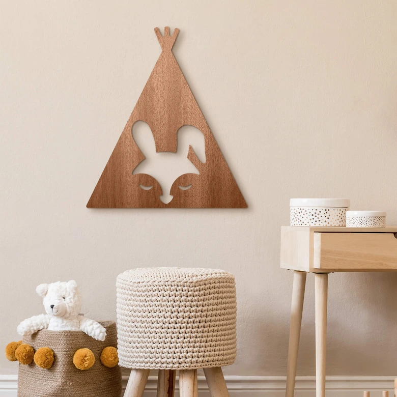 Decoración en madera caoba - Tipi - Liebre 