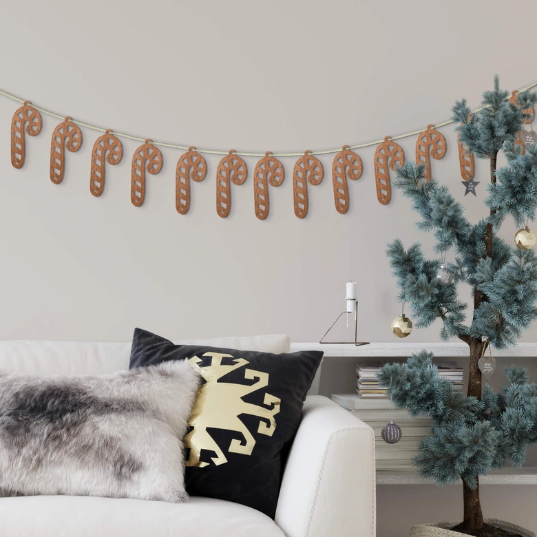 Holzdeko Weihnachten - Zuckerstange Mahagoniholz (14-teilig) 