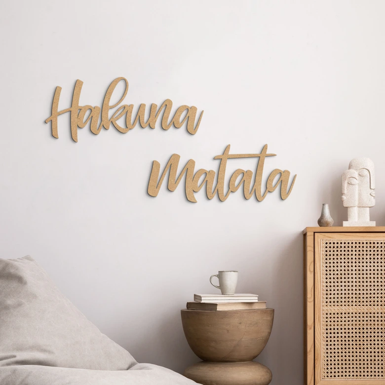 MDF Decoratie Naturel Hakuna Matata (2-delig) 