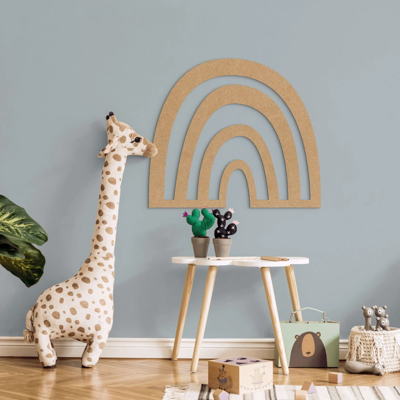 Holzdeko Kinderzimmer Regenbogen - MDF Natur 