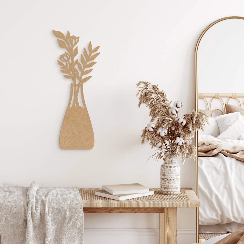 MDF Decoratie Bloemetje in een Vaas 