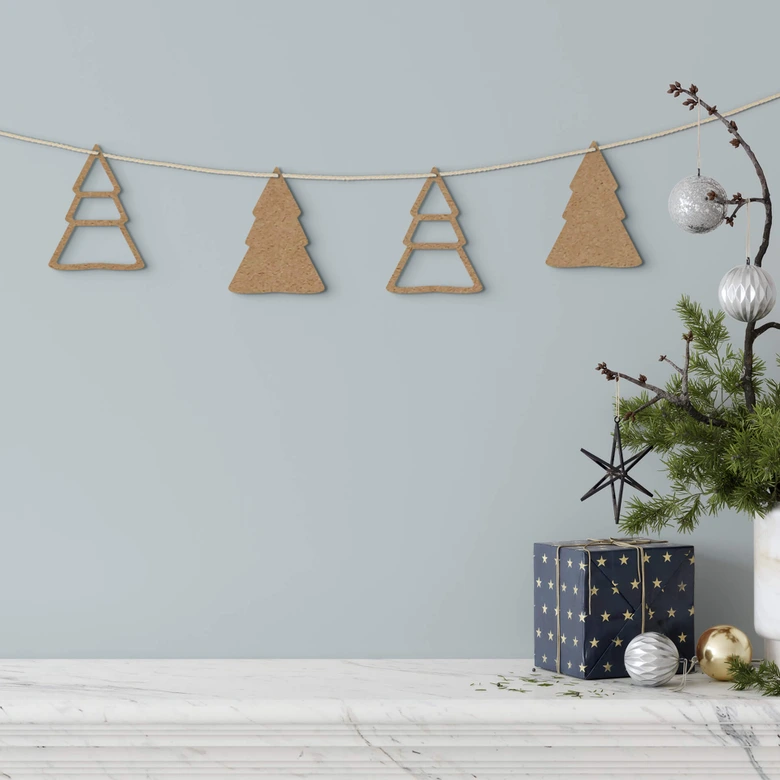 Holzdeko Weihnachten - Tannenbaum Anhänger MDF Natur (4-teilig) - je 8x10 cm 