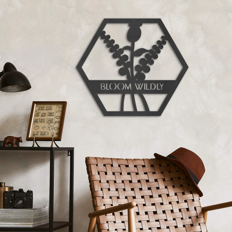 MDF - Holzdeko - Blumen im Hexagon - Bloom Wildly 
