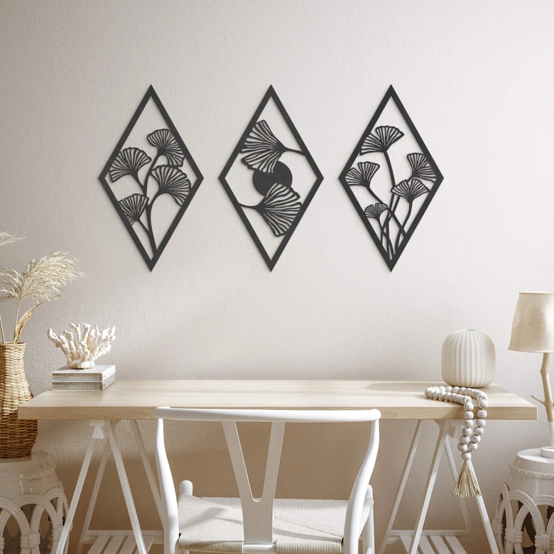 MDF Decoratie Ginko Bladeren Set (3-delig) 