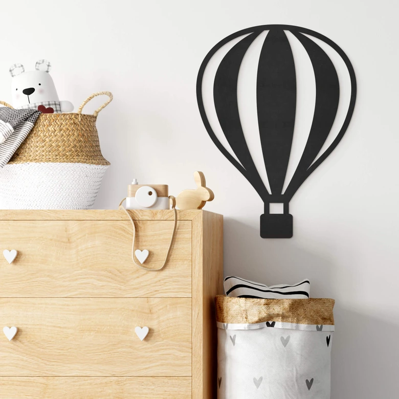 MDF - Decoración en madera - Globo aerostático con líneas verticales 