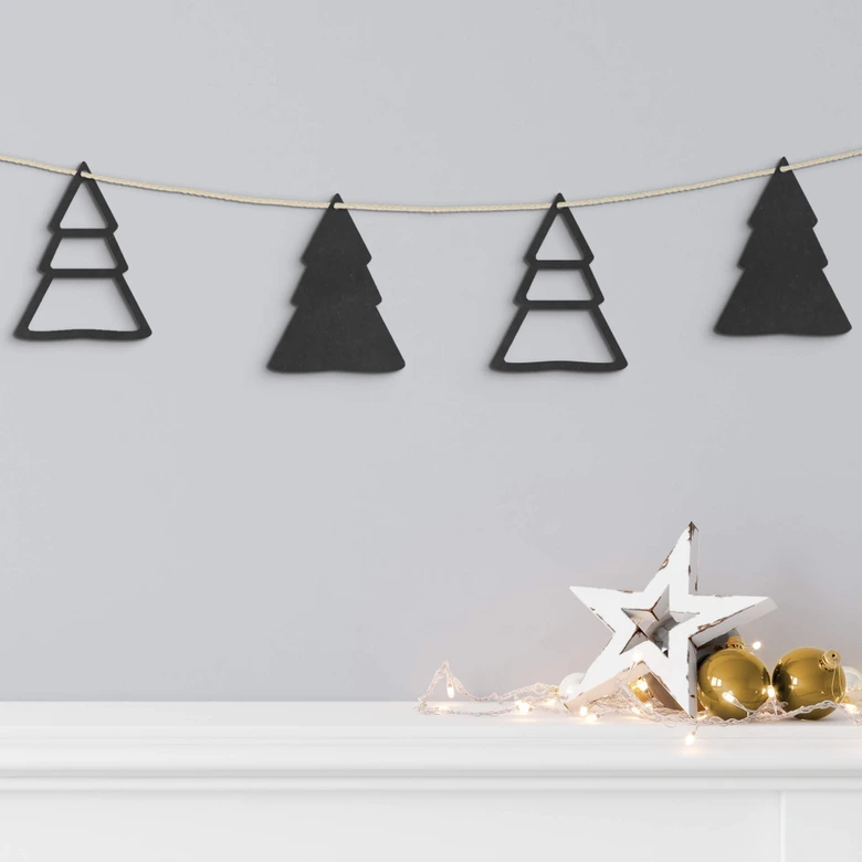 Holzdeko Weihnachten - Tannenbaum Anhänger MDF (4-teilig) - je 8x10 cm 