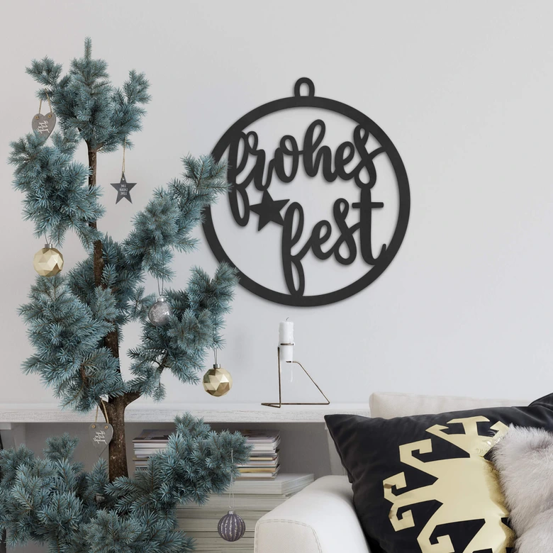 Holzdeko Weihnachten - Weihnachtskugel Frohes Fest - MDF 