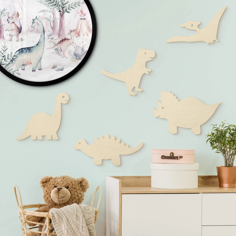 Holzdeko Pappel - Dinos-Set (5-teilig) 