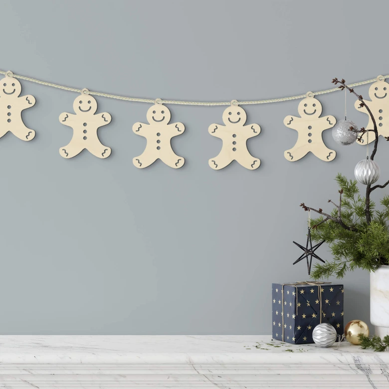 Decoración en madera de Navidad - Hombre de pan de jengibre madera de álamo (10 piezas) - 8x10 cm c/u 