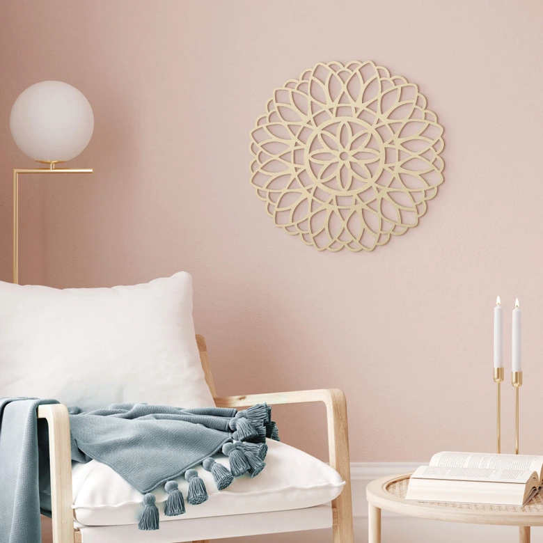 Holzdeko Pappel - Mandala Blume des Lebens - Rund 