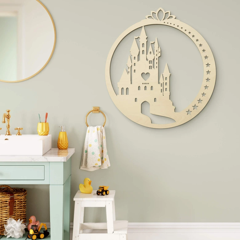 Holzdeko Pappel - Schloss mit Herz 