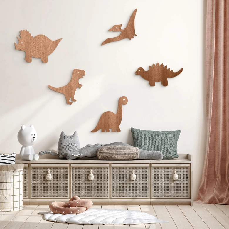 Holzdeko Mahagoni - Dinos-Set (5-teilig) 