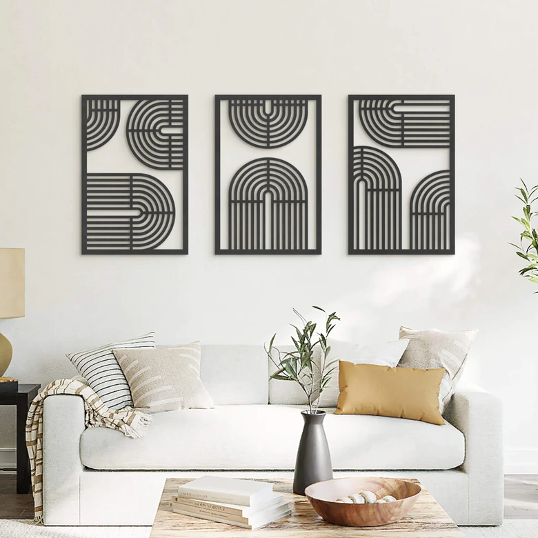 3D paneles de pared de madera arco iris - geométrica (3 piezas) - MDF 