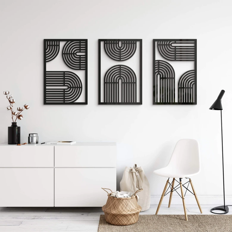 3D Wandpaneele Regenbogen - geometrisch (3-teilig) - Acrylglas 