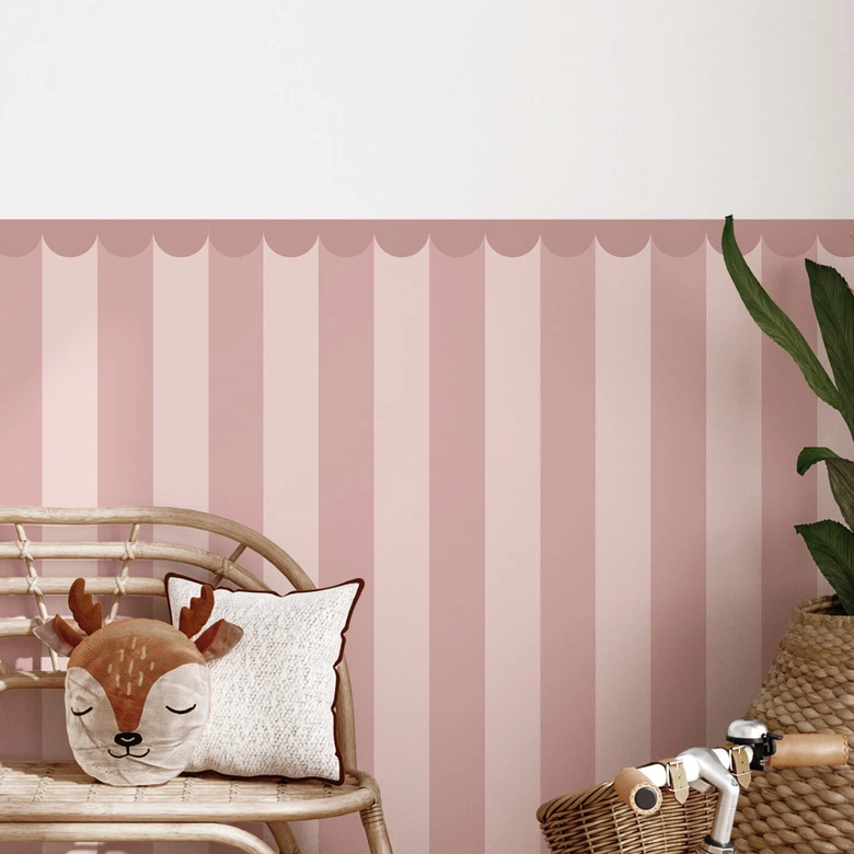 Wall panels Wall cladding self-adhesive pink striped with border 