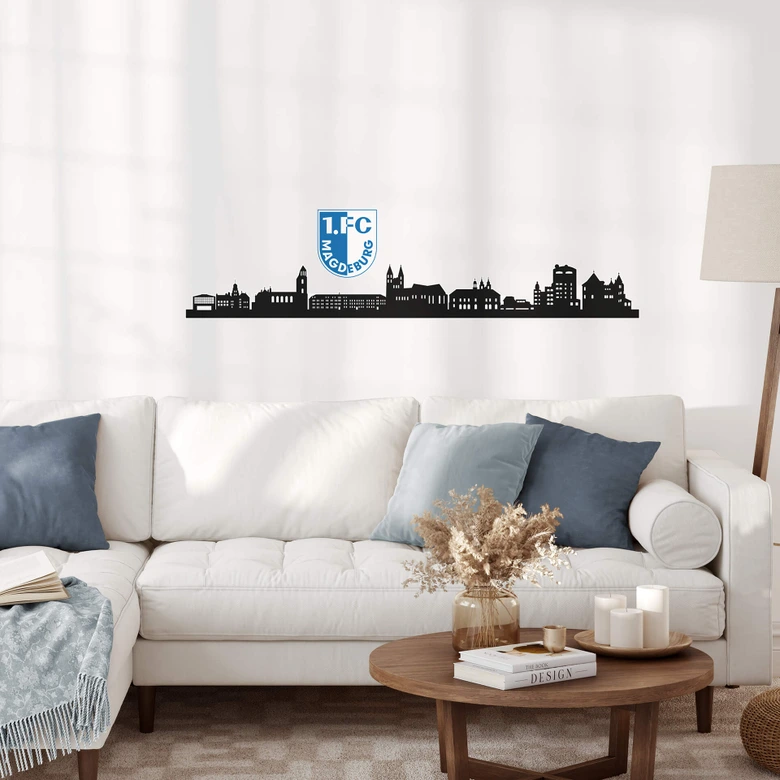 Wandtattoo 1. FC Magdeburg-Skyline mit Logo - 100x22 cm 