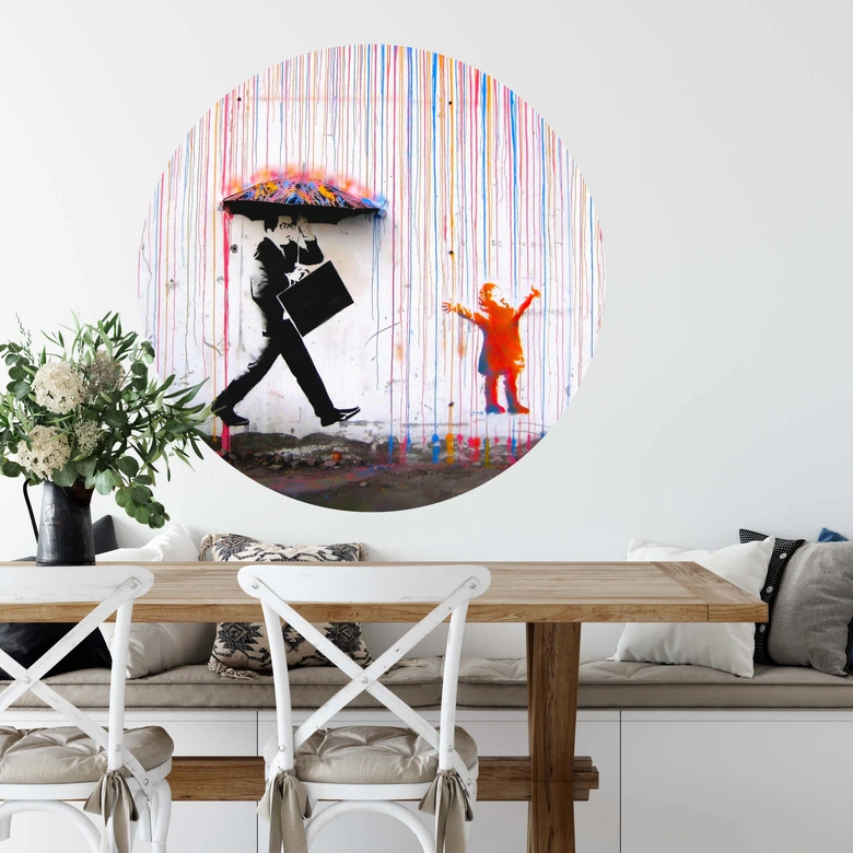 Wandtattoo Banksy - Coloured Rain - Rund 
