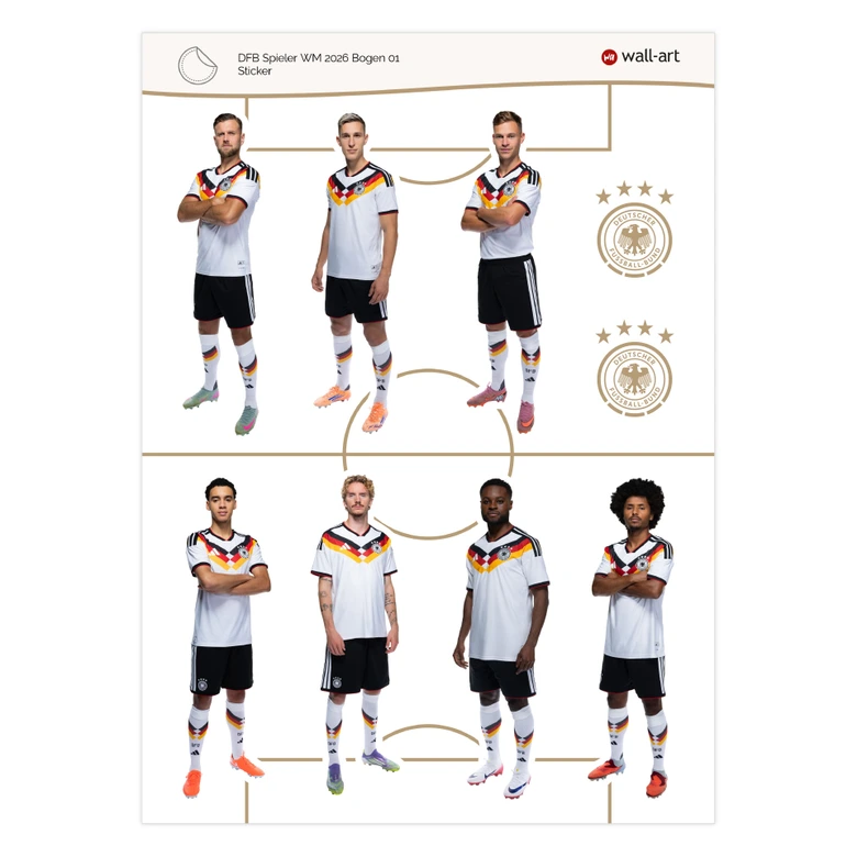 DFB Sticker Spieler WM 2026, Wandtattoo Bogen 01 
